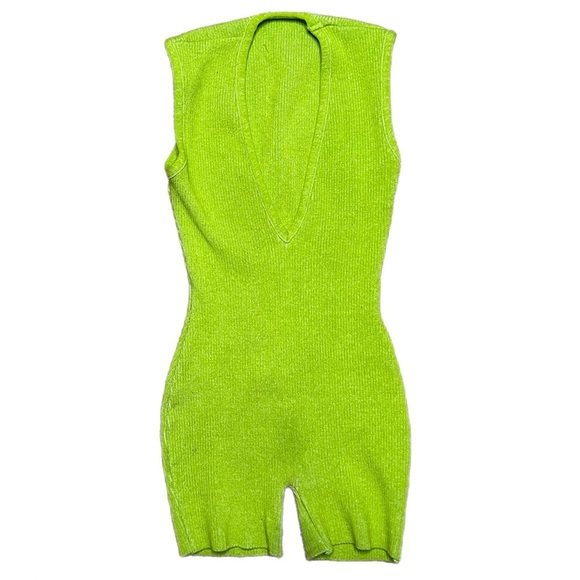 Pants - Vibrant Green Sleeveless Knit Romper